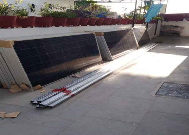 Solar panels prepared for rooftop installation